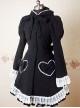 Black and White Long Puff Sleeves Bow Lace Lolita Coat