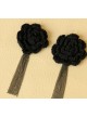 Big Black Flower Girls Handmade Lolita Earrings