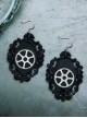 Steampunk Mechanical Gear Black Lolita Earrings