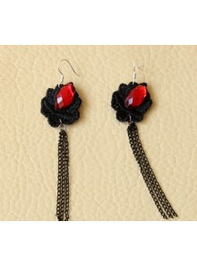 Gothic Floral Long Tassel Lolita Earrings