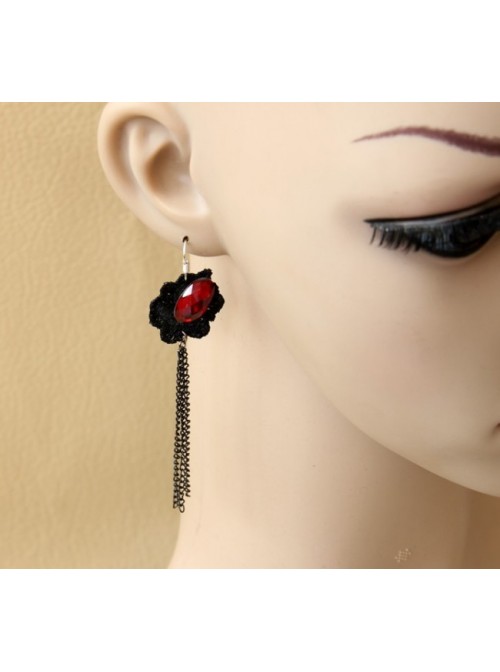 Gothic Floral Long Tassel Lolita Earrings