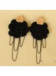 Knitting Wool Flower Metal Chain Women Lolita Earrings