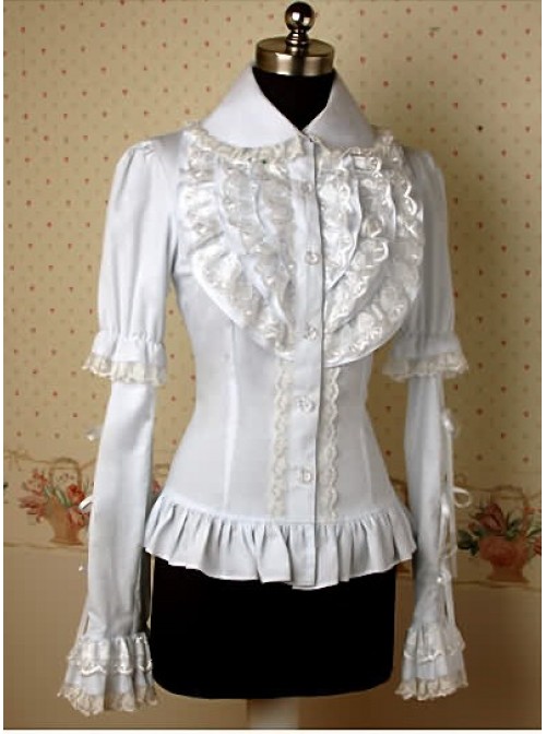 White Long Sleeves Lace Elegant Lolita Shirt