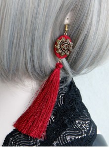 Gorgeous Retro Red Long Tassel Lady Earrings