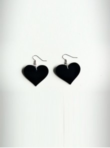 Concise Black Acrylic Heart Lady Lolita Earrings