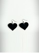 Concise Black Acrylic Heart Lady Lolita Earrings