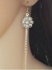 Rhinestone Long Tassel Girls Earrings