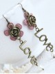 Cute Pink Flower Love Lolita Earrings