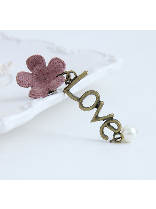 Cute Pink Flower Love Lolita Earrings