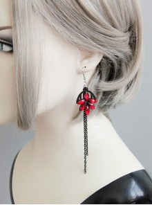 Handmade Black Long Tassel Girls Lolita Earrings