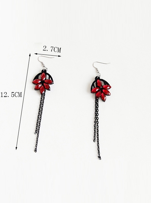Handmade Black Long Tassel Girls Lolita Earrings