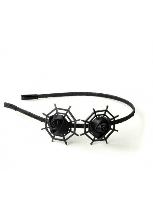 Handmade Black Cobweb Gothic Rose Lolita Headband