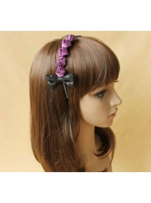 Cute Purple Roses Bowknot Girls Lolita Headband