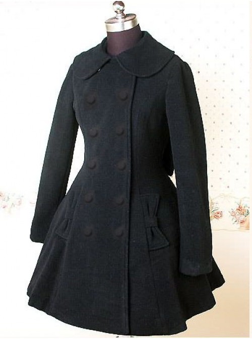 Black Long Sleeves Bow Graceful Lolita Coat