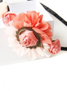 Elegant Handmade Pink Floral Girls Lolita Headband