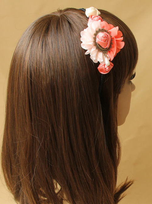 Elegant Handmade Pink Floral Girls Lolita Headband