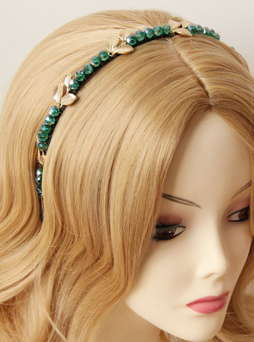 Retro Leaves Rhinestone Girls Lolita Headband