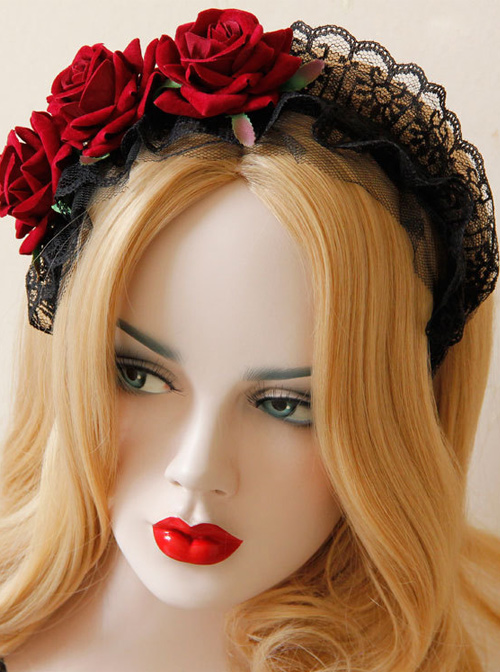 Handmade Gorgeous Black Lace Gothic Lolita Headband