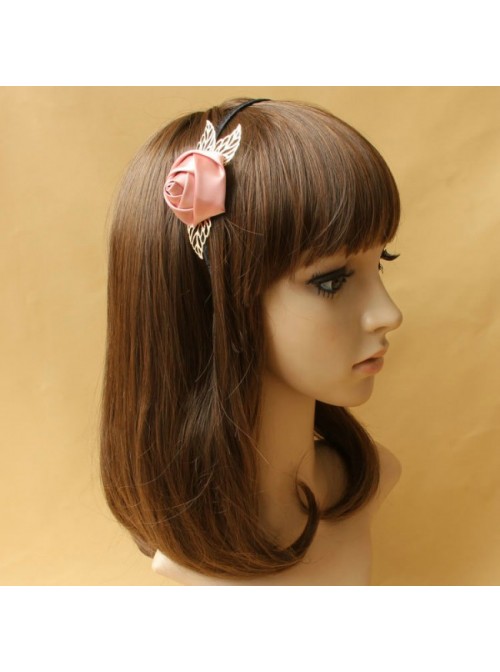 Handmade Sweet Pink Rose Lolita Headband