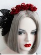 Red Rose Black Lace Gothic Lolita Headband