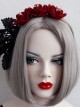 Red Rose Black Lace Gothic Lolita Headband