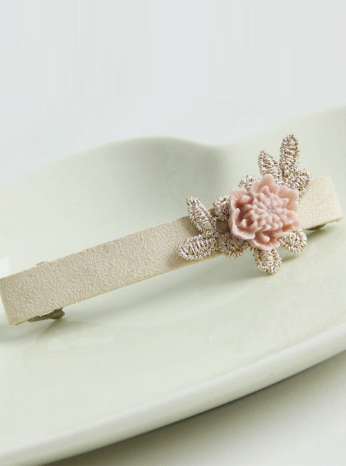 Retro Pink Resin Flower Girls Lolita Hairpin