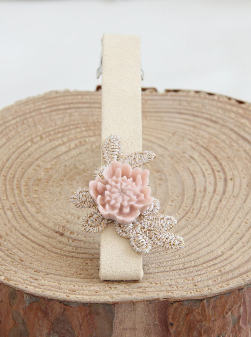 Retro Pink Resin Flower Girls Lolita Hairpin