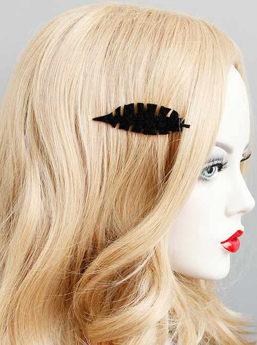 Retro Gorgeous Gothic Black Leaves Lolita Hairpin