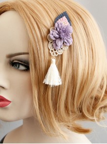 Purple Flower Tassel Chinese Style Handmade Lolita Hairpin