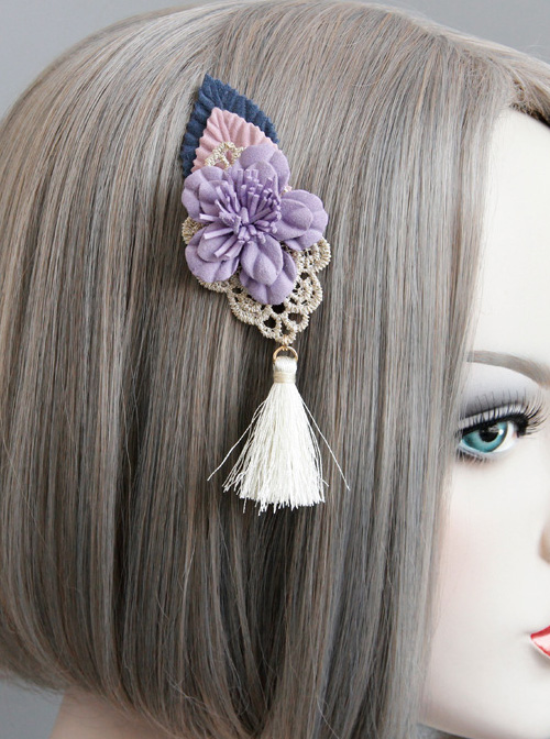 Purple Flower Tassel Chinese Style Handmade Lolita Hairpin