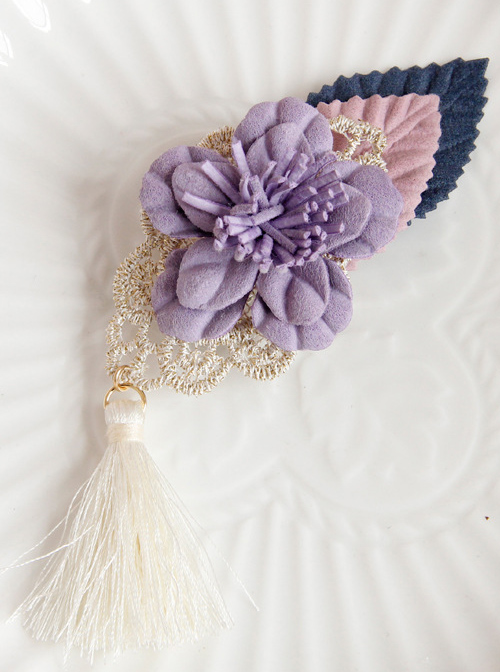 Purple Flower Tassel Chinese Style Handmade Lolita Hairpin