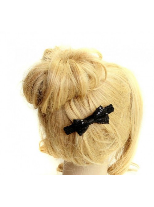 Concise Black Bow Girls Lolita Hairpin