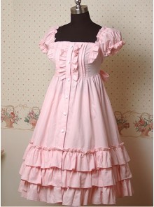 Pink Puff Short Sleeves Ruffle Lolita Dress