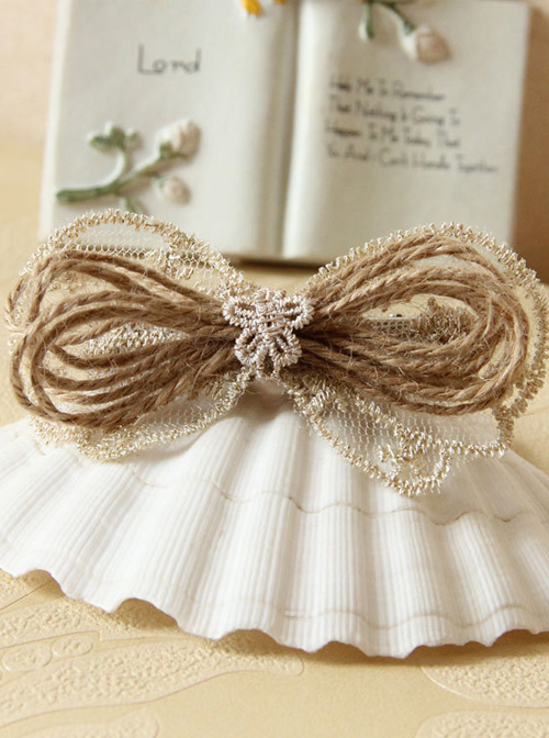 Elegant Light Gold Lace Bowknot Women Lolita Hairpin