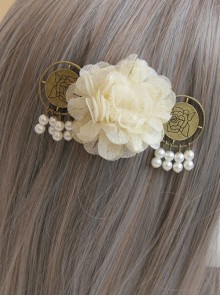 Classical Flowers Pearl Pendant Lady Lolita Hairpin