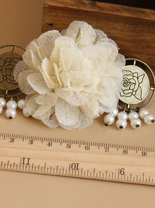 Classical Flowers Pearl Pendant Lady Lolita Hairpin