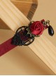 Black Lace Red Rose Black Pearl Pendant Girls Handmade Lolita Hairpin