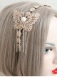 Lace Butterfly Chain Tassel Girls Handmade Lolita Hairpin