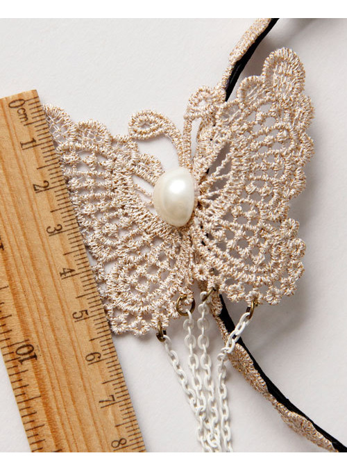 Lace Butterfly Chain Tassel Girls Handmade Lolita Hairpin