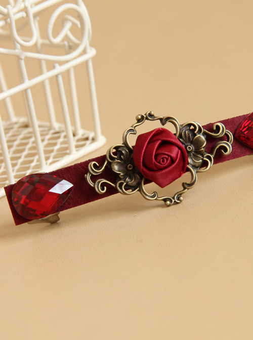 Red Rose And Pearl Gorgeous Lady Lolita Hairpin