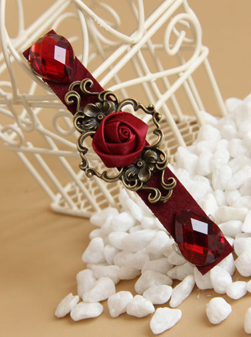 Red Rose And Pearl Gorgeous Lady Lolita Hairpin