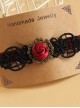 Black Lace Red Rose Gothic Lolita Hairpin