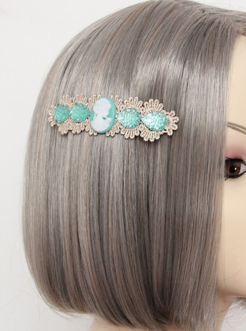 Retro Lace Green Pearl Decoration Lady Handmade Lolita Hairpin