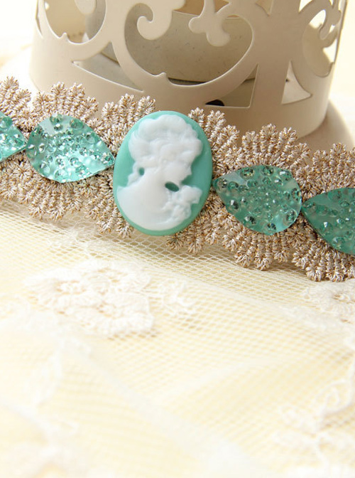 Retro Lace Green Pearl Decoration Lady Handmade Lolita Hairpin