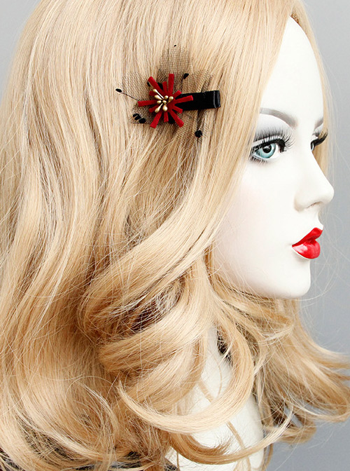 Lovely Handmade Red Floral Girls Lolita Hairpin