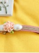 Cute White Pearls Pink Flower Girls Lolita Hairpin