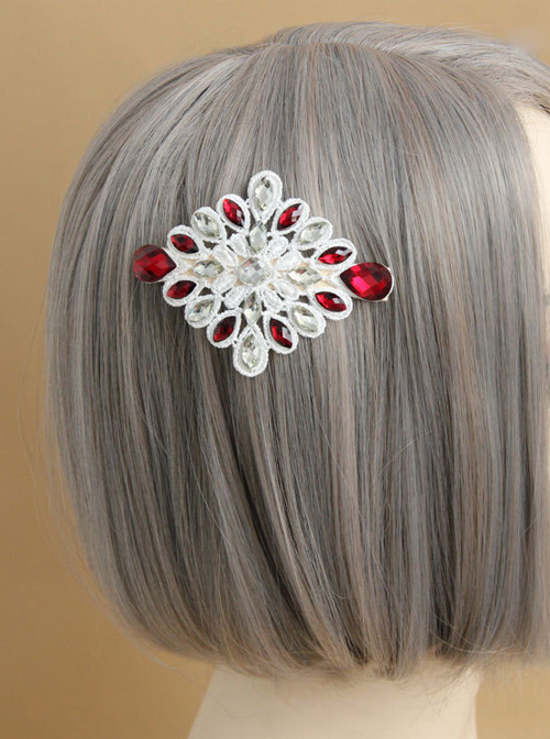 Gorgeous White Lace Rhinestone Lady Lolita Hairpin