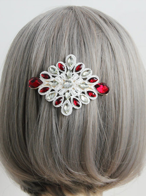 Gorgeous White Lace Rhinestone Lady Lolita Hairpin
