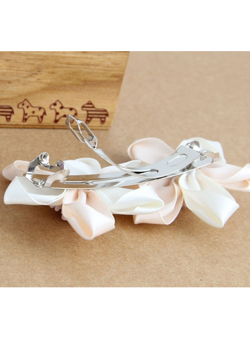 Pink Resin And Ribbon Flower Elegant Lolita Hairpins