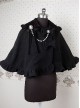 Cashmere Black Ruffle Bow Lolita Cape